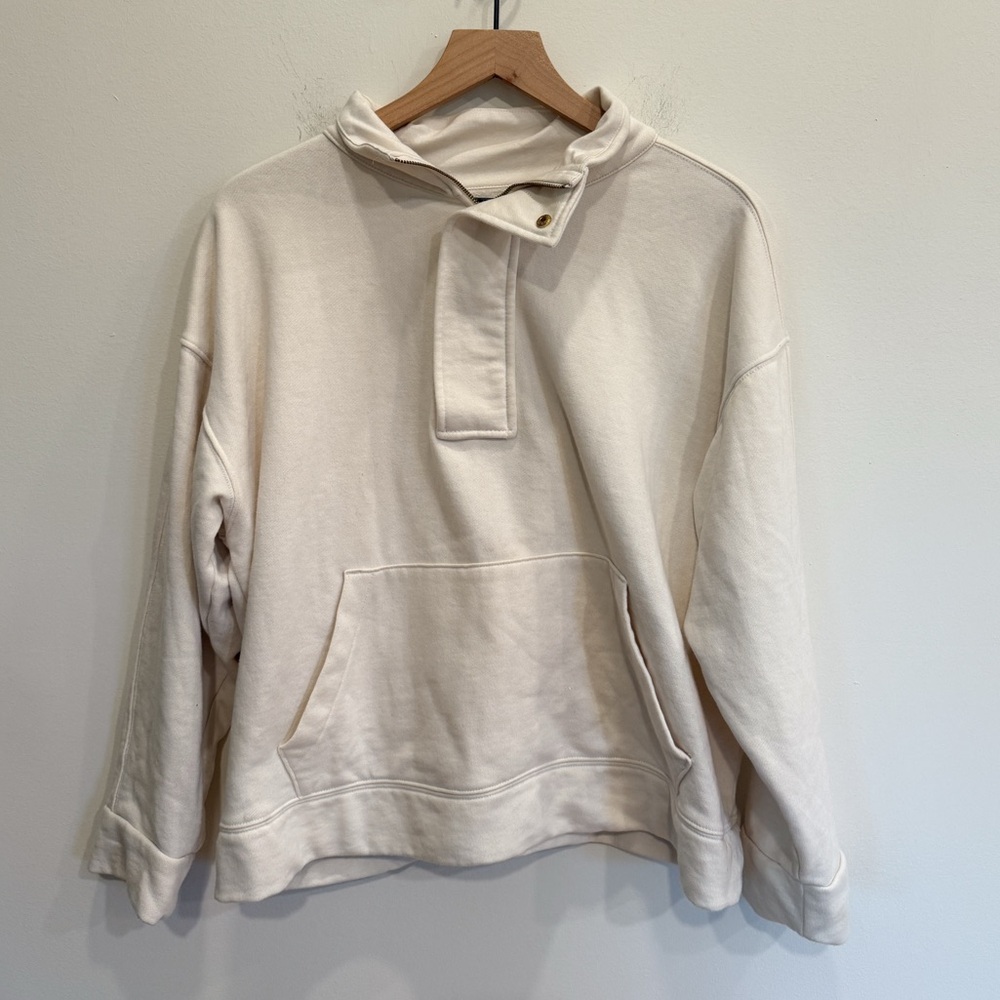 Cream Pullover Mock Neck Quarter Zip size XL
